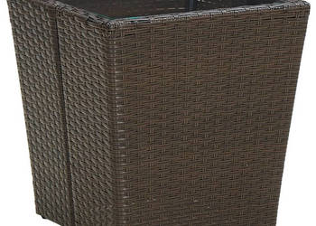 Stolik herbaciany brązowy 415x415x44 cm rattan PE i szkło WM-310558