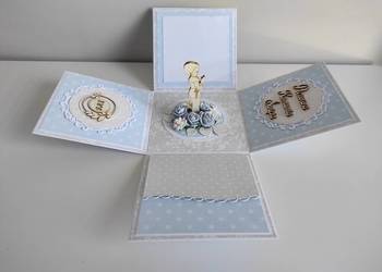 Exploding box pudełeczko Pamiątka Pierwsza Komunia Święta Handmade