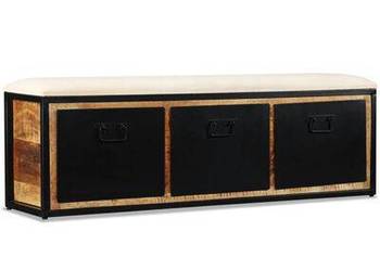 Ławka do przechowywania, 3 szuflady, drewno mango, 120x30x40 cm（244581）
