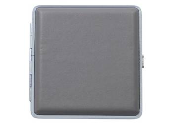 Metalowa Papierośnica Pokryta Gładką Ekoskórą w Kolorze Szarego Kamienia