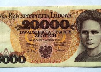 Banknot 20 000 zł. z 1989 seria AN.