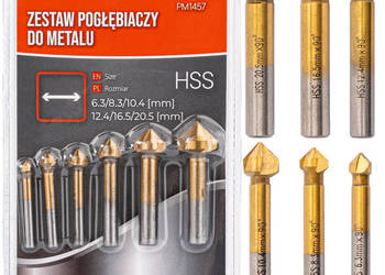 pogłębiacze stożkowe do metalu hss zestaw 6 szt PM-ZPM-6T