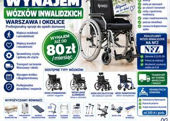 Wynajem wózka inwalidzkiego Warszawa 80 zł mies bez kaucji. NFZ 0 zł IMED