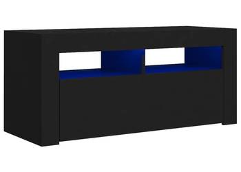 vidaXL Szafka pod TV z oświetleniem LED, czarna, 90x35x40 cm(SKU:804320)