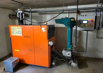 Piec na Trociny Zrębki Wióra Odpady poprodukcyjne MDF HDF Heizomat 50kw Kożuchów