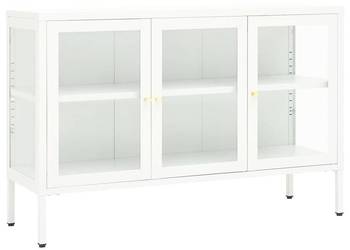 vidaXL Szafka boczna, biała, 105x35x70 cm, stal i szkło(SKU:336068)