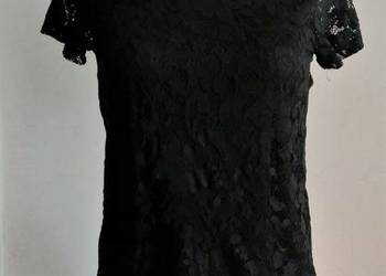 Czarna bluzka z krótkim rękawem z koronką koronkowa emo goth