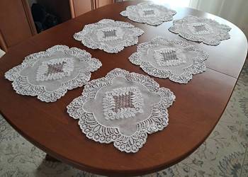 Serwetki białe żakardowe kwadratowe (6 szt.), 34 x 34, do sprzedania