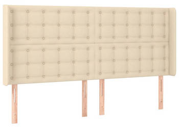 Zagłówek do łóżka z LED kremowy 163x16x118/128 cm tkanina WM-3124493