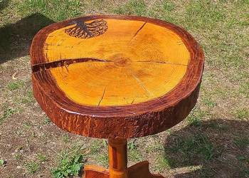 Stolik kawowy z pnia plastra dębu 58 x 53cm o grubości ok 10cm po kosztach