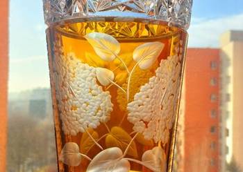 Piękny, duży, wazon, kryształowy PRL.