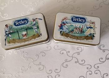 Puszki metalowe Tetley Vintage 2 szt Esencja Anglii pojemniki na herbatę