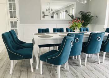 Krzesło do salonu eleganckie z kołatką tapicerowane hampton