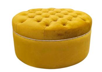 Okrągła pikowana pufa ŻÓŁTA do salonu toaletki pokoju