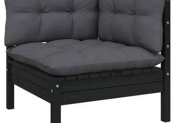 2-osobowa sofa ogrodowa z poduszkami czarna drewno sosnowe WM-806650