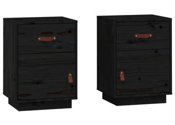 Szafki nocne 2 szt. czarne 40x34x55 cm lite drewno sosnowe WM-818314