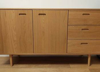 Komoda dębowa 150 cm, 3 szuflady, 2 drzwi