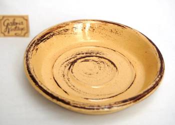 Ceramiczna podstawka pod doniczkę 15 cm, piaskowa, żółta, ceramika