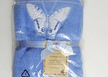 Nowy Komplet Ręczników Bawełnianych (5 el.) – Błękitny z Motylem