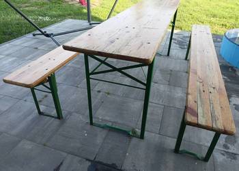 Komplet meble barowe ogrodowe ogrodek piwny 220cm  2 ławki i stół składane