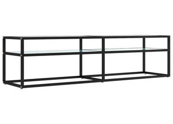 Szafka pod TV biały marmur 160x40x405 cm szkło hartowane WM-331720