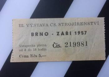 ( 1051. ) Bilet Na Wystawę Brno - Wrzesień