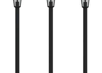 Lampy ogrodowe na słupku 3 szt. czarne 120 cm stal WM-4006388