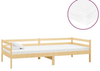 Łóżko dzienne z materacem lite drewno sosnowe 90x200 cm WM-3083554