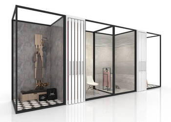 boks do prezencji  kamień i płytki Dotacje - boks szybki montaż