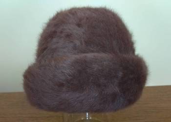 Czapka toczek z angorą, brąz