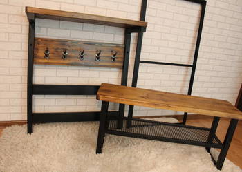 meble vintage loft do przedpokoju wieszak rama siedzisko