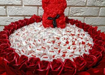 Duży bukiet z misiem Prezent na Walentynki urodziny dla niej