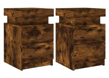 vidaXL Szafki nocne z LED, 2 szt., przydymiony dąb, 35x39x55 cm(SKU:836758)
