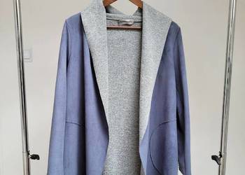 Niebiesko szary kardigan narzutka S/M/L z kapturem oversize