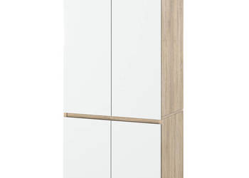 Szafa Garderoba Z Półkami Drążkiem Nowoczesna 80cm Dąb Sonoma Biały Mat