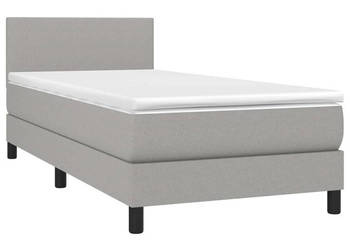 Łóżko kontynentalne z materacem jasnoszare tkanina 90x190 cm WM-3139857