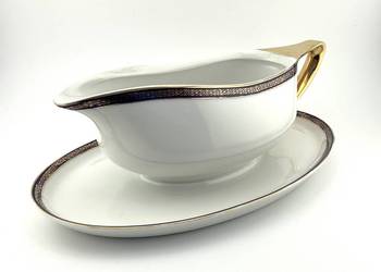 Sosjerka CMIELOW kobalt zloto Art Deco PRL dekor 549 lata 50 60 porcelana