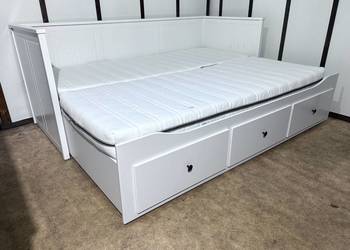 IKEA HEMNES Łóżko Leżanka z 3 szufladami, 2 materace IKEA MALVIK ,białe Tra