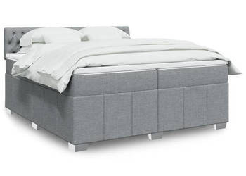 Łóżko kontynentalne z materacem jasnoszare tkanina 200x200 cm WM-3289482