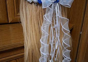 Wianek komunijny biało niebieski