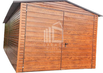 GARAŻ BLASZANY 3,4m x 7m - dwuspad Brama drewnopodobny ID160