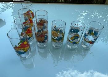 Szklanki wysokie retro "Smerfy" (Smurfs)