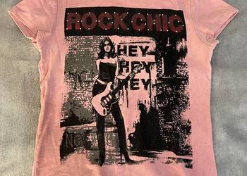 Bluzka / t-shirt / koszulka różowa z napisem Rock Chic