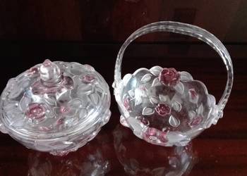 Szkło Niemiecka Huta Walter Glas, koszyczek i bombonierka