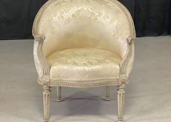 Fotel Ludwik XVI, francuski, tapicerowany, styl klasyczny