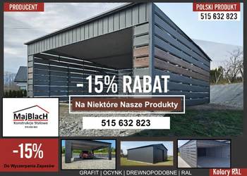 Garaż Blaszany/Altana Wiata na Samochód  /Montaż Gratis  - Maj-Blach