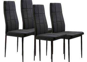 Zestaw krzesła krzesło tapicerowane do jadalni i salonu 4 sztuki czarne Mo…