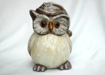 Sowa puchacz Mikołaj duża ceramiczna figurka ceramika Boże Narodzenie