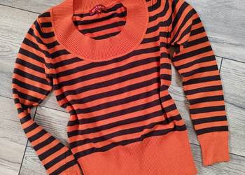 Pomarańczowy sweter Bluzka w paski S M
