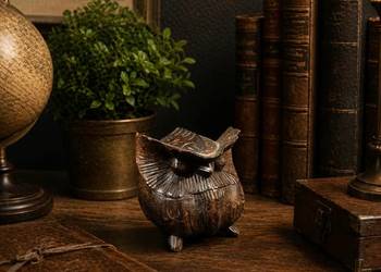 Drewniana Figurka Sowy Vintage